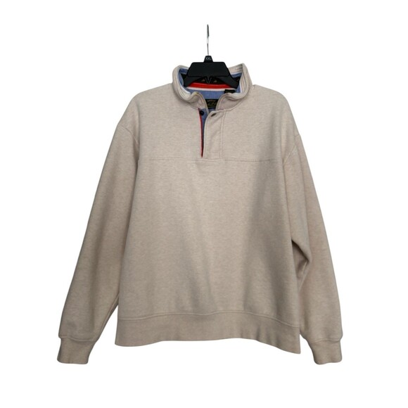 Orvis Signature Collection 1/4 Zip Snap Pullover Men's L Beige Sweatshirt - Picture 2 of 7
